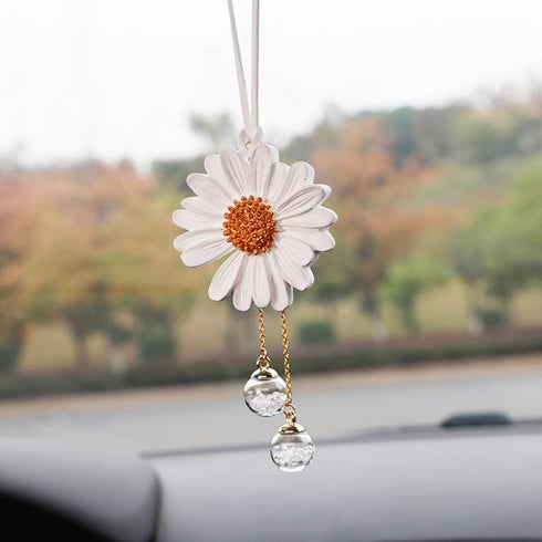 Daisy Car Hanging Ornaments for Women Girls Cute Sunflower Car Rear View Mirror Hanging Charms Automotive Interior Aesthetic Decoration Accessorie...