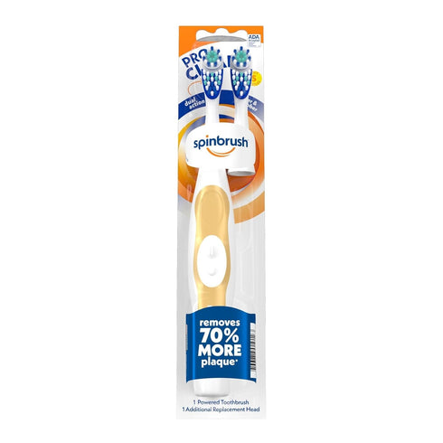 Spinbrush Pro Clean Battery-Powered Electric Toothbrush Value Pack, Soft Bristles, Batteries Included, 1 Brush & 1 Replacement Head...