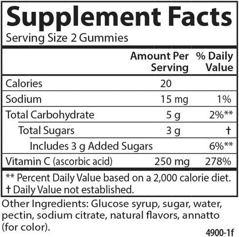 Carlson - Vitamin C Gummies, 250 mg, Immune Support & Antioxidant Power, Optimal Wellness, Orange, 60 Vegetarian Gummies...