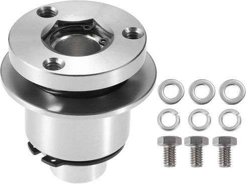 X AUTOHAUX Aluminum Alloy Steering Wheel Quick Release Disconnect 3 Holes Hub 0.26" Bore Silver Tone...