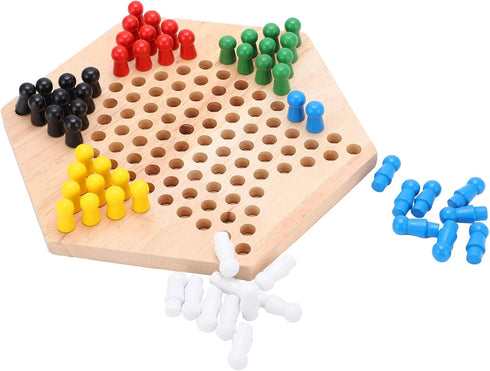 Wooden Chinese Checkers Board Game Set, Colorful Chinese Checkers Board Game Classic Strategy Family Board Game for Kids and Adults 7.8 inch...