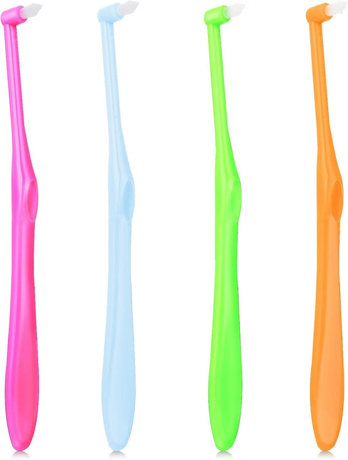 Ouligay 4PCS Tuft Toothbrush Single Tufted Toothbrush End-Tuft Trim Toothbrush Slim Interspace Teeth Brushes Soft Trim Toothbrush for Detail Clean...