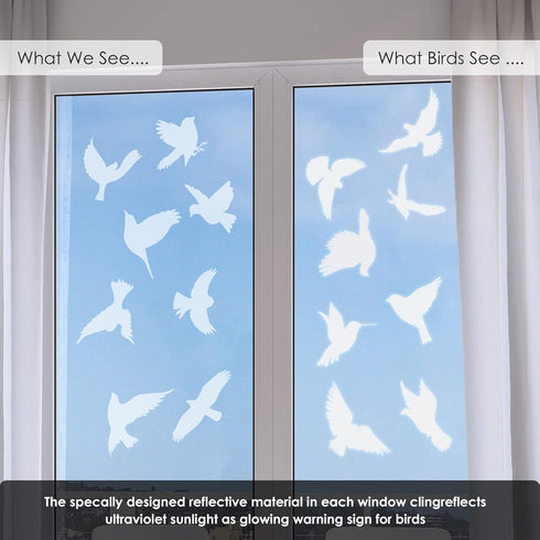 32 Pieces Window Strike Prevention Stickers Decals Anti Collision Window Clings Hummingbird Butterfly Leaf Shapes Stickers Window Stickers Prevent...