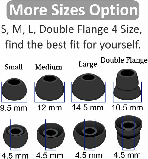 8 Pairs Silicone Ear Tips Compatible with Powerbeats 3 2 1, 4 Size Rubber Replacement Eartips Earbuds Gel Wing Skin Accessories Compatible with Sk...