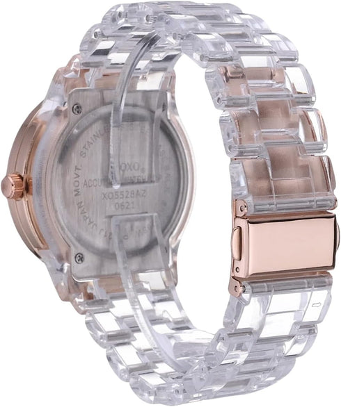 Accutime XOXO Women's XO5528 Clear Bracelet with Rhinestones on Rose Gold Case Watch...