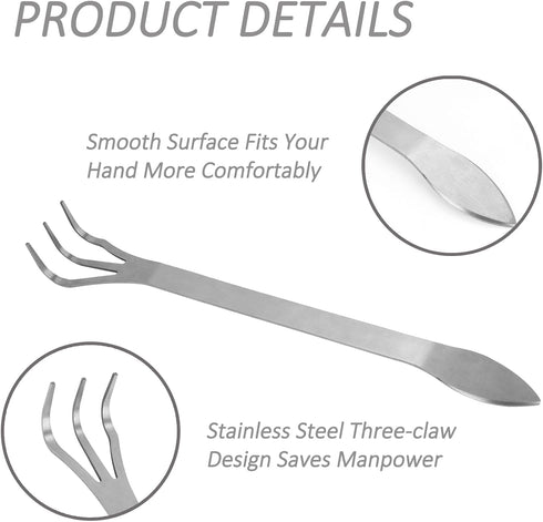 Stainless Steel Soil Rake, Bonsai Soil Loosening Tool 3 Prong Bonsai Rake Stainless Steel Bonsai Rake Suitable for Outdoor Garden Bonsai Root Rake...
