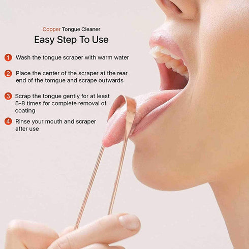 Pure Copper Tongue Scraper Cleaner | Perfect Surgical Tongue Scraper | Best Remedy for Bad Breath | Maintains Oral Hygiene| Flexible Handle and Co...