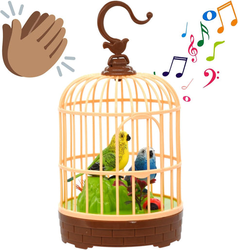 Mini Voice-Activated Birds Birdcage Toys, Chirping & Wings Fluttering Parrot Animals Toy Gifts for Baby Toddler Kids Children (526B)...