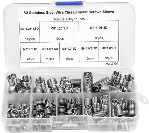 110pcs Coiled Wire Thread Insert Thread Screws, Stainless Steel Sleeve Set, Versatile Thread Repair Kit for Home Repair....