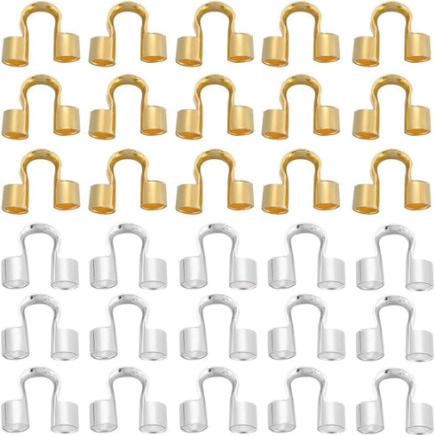 1 Box 600Pcs U Shape Wire Protector Jewelry Wire Guard Loops Brass Small Double Hole Wire Guardians Thread Protectors for Jewelry Making Necklace ...