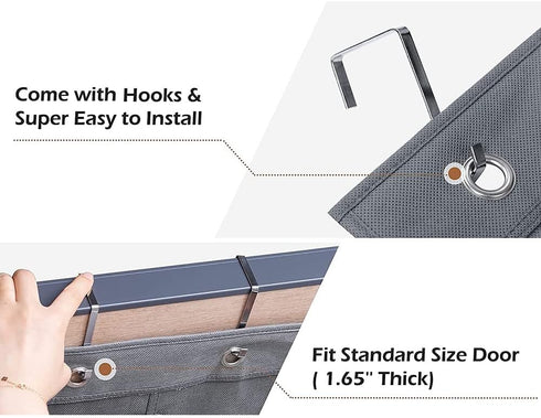 Over The Door Hanging Shoe Organizer Shoe Rack Hanger 24 Large Fabric Pockets Holder with 4 Sturdy Hooks (GREY)...