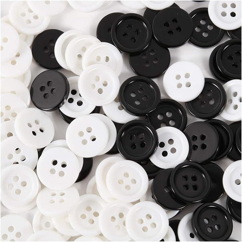 BaoQiu 15mm White Black Plastic Buttons 5/8 Inch Pack of 150 Pcs Sewing Resin Buttons Four Holes DIY Craft Buttons...