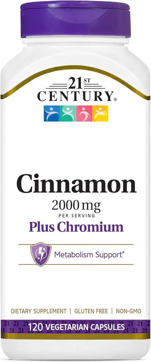 21st Century Cinnamon 2000 mg Per Serving Plus Chromium Vegetarian Capsules 120 count...