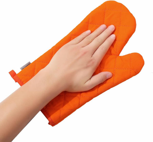 Oven Mitts and Pot Holders 4 pcs Set,High Heat Resistant 500 Degree Extra Thicken Long Kitchen Cotton Oven Glove for Cooking (12 Inch,Orange)…...