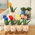 WUZHOU Tulip Plush Toy, 13.7" Flower Pot Stuffed Plushie Pillow Decoration, Soft Fluffy Toy Succulent Plants Friend Throw Pillow, Multicolor (Blue...