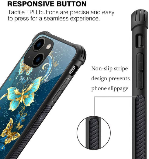 ZHEGAILIAN Case Compatible with iPhone 15 Plus, Emerald Butterfly Case for iPhone 15 Plus for Women Girls,Pattern Design Shockproof Anti-Scratch O...