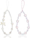 2pcs Beaded Phone Bracelet Strap, Crystal Butterfly Flower Pearl Phone Beaded Wrist Strap Phone Bracelet Lanyard for Women Phone Keychain Charm (W...