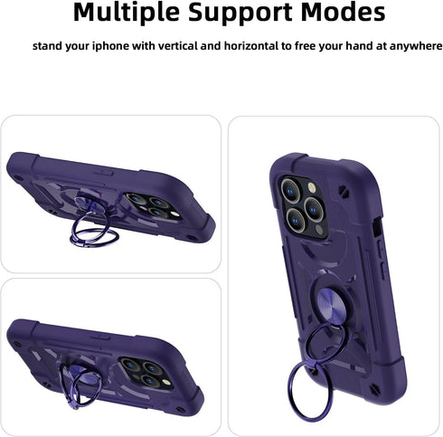 Compatible with iPhone 15 Pro max Case 6.7" - Heavy-Duty Shockproof Military-Grade Rugged Cover with Ring Stand, Glass Screen Protector & Camera L...