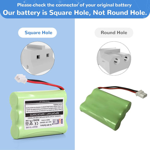 900mAh 3.6V Ni-MH Square-Hole Plug Battery for Motorola MBP33 MBP33S MBP33PU MBP35 MBP36 MBP36S MBP36PU MBP41 MBP43 Baby Monitor (Don't fit MBP33S...