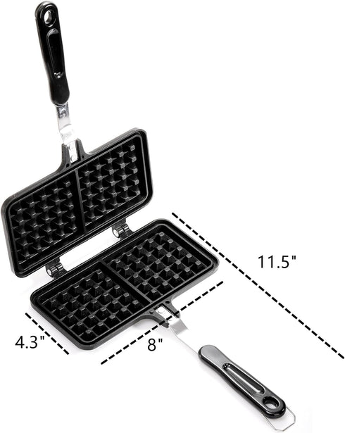 Dicunoy Non-stick Waffle Maker, 8" Camping StoveTop Waffle Maker with Long Handle, Portable Aluminum Waffle Maker Pan for Waffles Sandwich Toaster...