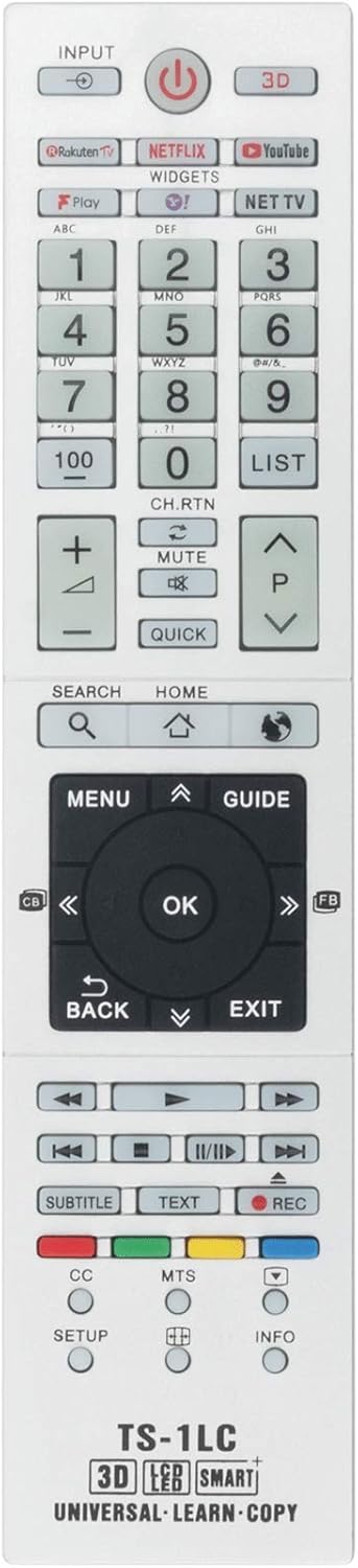TS-1LC Universal Replacement Remote Control fit for Toshiba TV 19AV615DB 26AV615DB 32AV615DB 37AV616DB 32AV633DB 42AV635DB 32AV636DB 42HL800A 32L1...