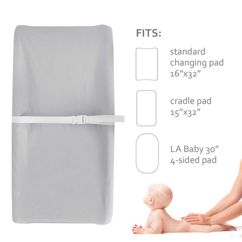 Changing Pad Covers Beige Grey for Boys Girls, Cotton 2 Pack Unisex Changing Table Pad Cover Cradle Sheet Soft and Breathable 16" x 32" for Standa...