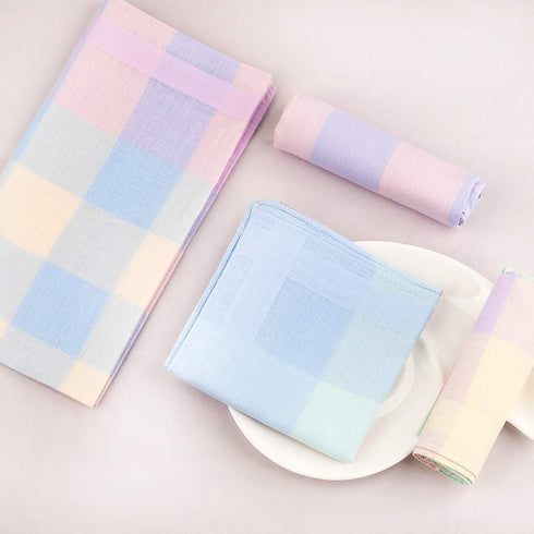 HOULIFE Handkerchiefs for Women, Soft Cotton Ladies Checkered Pattern Hankies with Stripe Candy Color 6/12PCS...