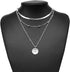 Layered Lotus Pendant Necklaces Silver Bead Choker Necklace Chain Adjustable Jewelry for Women...