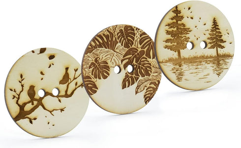 30pcs 2.36" (60mm) Engraved Wooden Button Sewing DIY Craft...