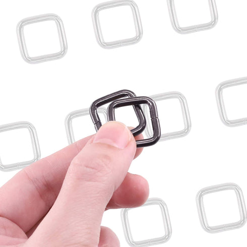 Swpeet 60Pcs 1/2 Inch - 13mm Gun-Black Metal Rectangle Ring, Webbing Belts Buckle Metal Rings for for Belt Bags DIY Accessories Keychains Belts an...