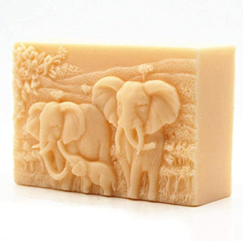 Elephant Family Silicone Soap Molds Animal Bar Soap Making Molds Square Soap Mould for Baby Shower...