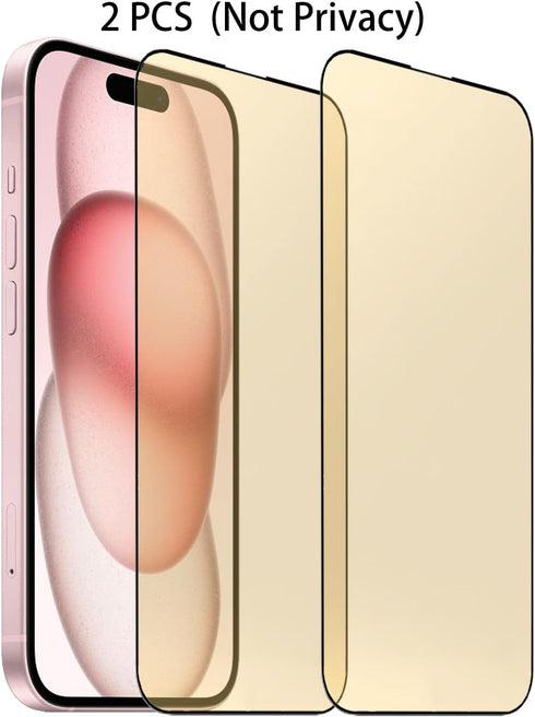 2 Pack Anti-Blue Tempered Glass Mirror Screen Protector Film for iPhone 15 Plus, 6.7 inch 9H Hardness Anti-scratch Full Covered (Gold)...