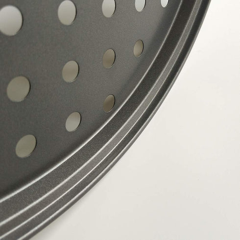 Non stick round pizza pan with holes for oven best perforated carbon steel pizza tray (10 inch)...