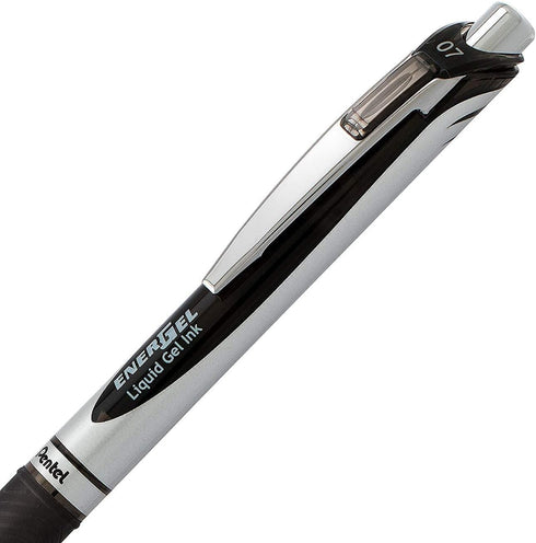 Pentel EnerGel Liquid Gel Ink Pens 0.7 mm - Pack of 5 Black Deluxe RTX Pens with 3 Refills...