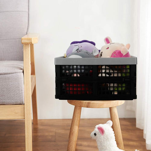 16 L Plastic Folding Storage Crates, Collapsable Plastic Crate, 2 Packs...