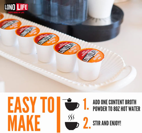 LonoLife Beef Bone Broth Powder Mix | Grass-Fed, 10g Protein | Collagen-Rich, Keto & Paleo Friendly | Natural Ingredients | 10 Single-Serve Cups...