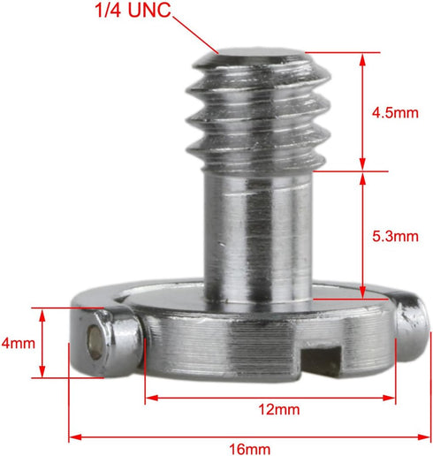 Haoge 1/4"-20 D-Ring Stainless Steel Mounting Fixing Screw for Camera Tripod Monopod Quick Release Plate (Pack of 2)...