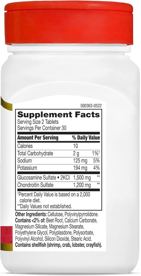 21st Century Glucosamine Chondroitin 750/600mg - Triple Strength, Tablets, 60 Count...
