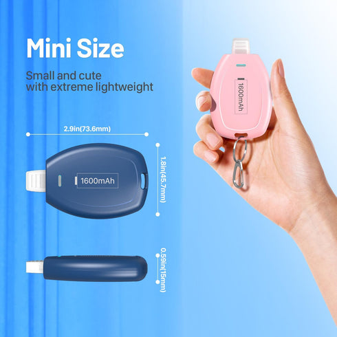 (2-Pack USB C Keychain Portable Charger, 1600mAh Mini Power Bank Ultra-Compact Battery Pack Power Emergency pod for Android Type-C Phones Samsung,...