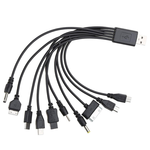 1 Piece 10 In 1 USB Multi Charger USB Cables For Mobile Phones USB Charging Cord 20CM/7.87in Universal USB To Multi Plug Cell Phone Charger Cable ...