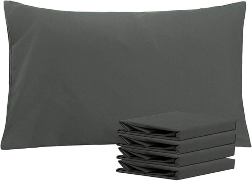 NTBAY Queen Pillowcase Set - 4 Pack Brushed Microfiber 20x30 Pillowcases - Soft, Wrinkle-Free, Fade-Resistant, Stain-Resistant, Dark Grey Pillowca...