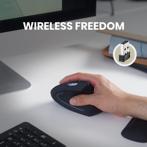 Perixx PERIMICE-713 Wireless Ergonomic Vertical Mouse - 800/1200/1600 DPI - Right Handed - Recommended with RSI User...