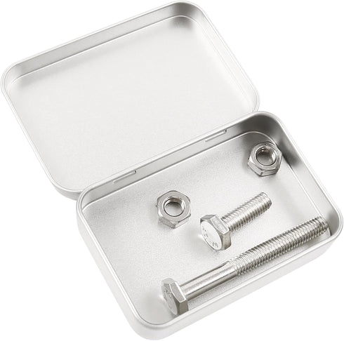 Vagocom 2Pcs Mini Containers with Lids, 3.4x2.3x0.7inch / 8.7x6x1.8cm Empty Metal Hinged Box for Storing Jewelry, Crafts, Sewing Supplies and Othe...