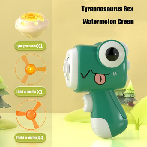 Outdoor Flying Toys Fruit Dinosaur Theme 3IN1Flying Disc Launcher Kids Toy Launcher with Outdoor Indoor Games Activities (Green)...