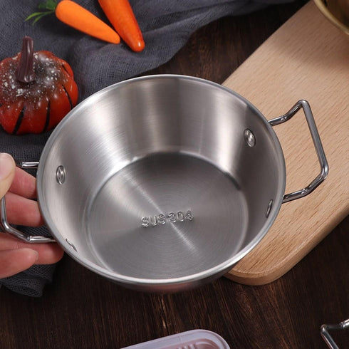 Stainless Steel Skillet,Non- stick Frying Pan with 2 Handle Stainless Steel Paella Pan Double Ear Snacks Plate Stainless Steel Scald proof Kitchen...