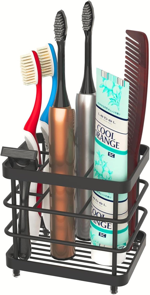 Toothbrush Holder - WHALCHI Stainless Steel Tooth Brush Toothpaste Holder for Bathrooms, Multi-Functional 5 Slots Bathroom Countertop Accessories ...