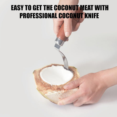 Stainless Steel Coconut Tool, 2 PCS with Durable Wooden Handle...