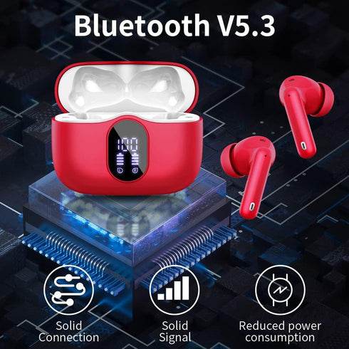 Wireless Earbuds Bluetooth 5.3 Headphones Bass Stereo Ear Buds with Noise Cancelling Mic LED Display in Ear Earphones IP7 Waterproof 36H Playtime ...