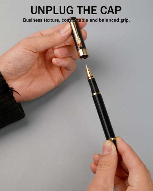 Metal Ballpoint Pens Set, Fancy Fine Point Smooth Writing Pens, Luxury Rollerball Pen with 10 Ink Refills 0.5 mm for Journaling, Men Executive, No...