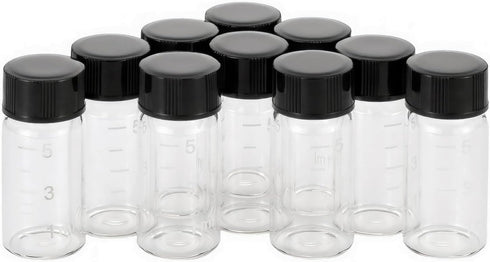 JIUWU 10pcs 5ml 1/6 Oz Scaled Clear Glass Vials Sample Transparent Liquid Bottles Screw Cap Lab Container...